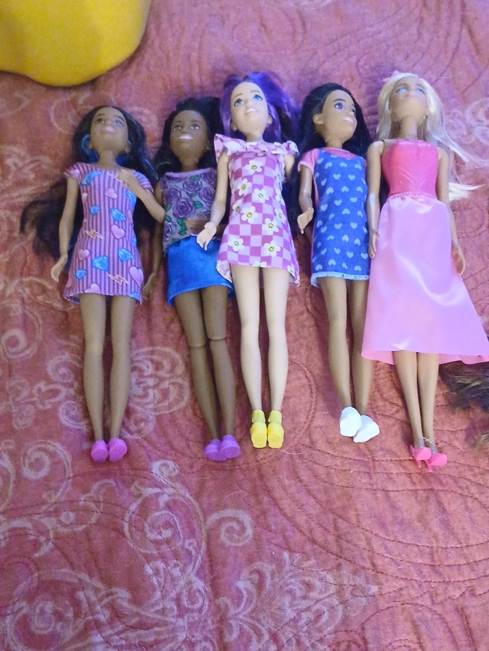 Barbie Kids Fashion Dolls Set - Pink, Purple, Blue, Yellow & White